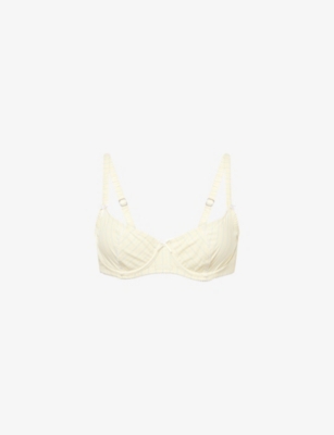 Lounge Underwear Womens Striped Cotton Balcony Bra Yellow Stripe