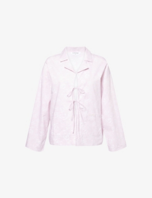 LOUNGE UNDERWEAR: Floral Cotton Pyjama Shirt