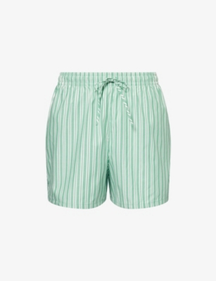 Lounge Underwear Womens Pinstripe Cotton Shorts Green