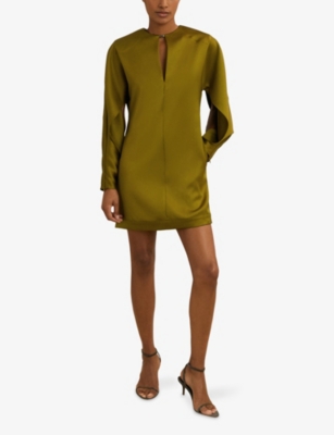 Reiss Green Atelier Satin Turn-lock Mini Dress In Green