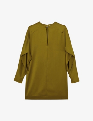 Reiss Green Atelier Satin Turn-lock Mini Dress In Green