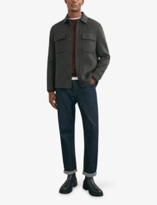 REISS: Net Chest-Pocket Wool-Blend Overshirt