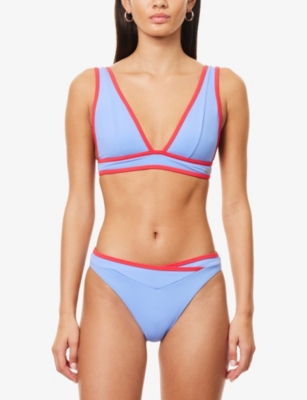 We Are Tala Omens Contrast Wrap-waist Bikini Bottoms Blue In Blue