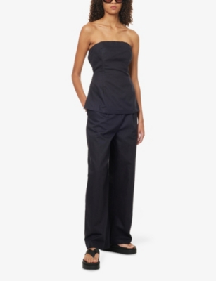WE ARE TALA: Pleated Wide-Leg Cotton And Linen Trousers