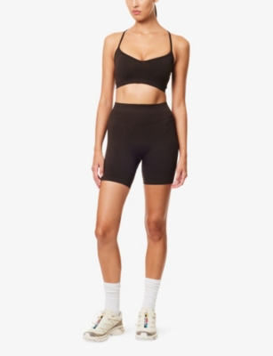 We Are Tala Omens Americano Lift And Contour Mid-rise Cycling Shorts Xs In Brown