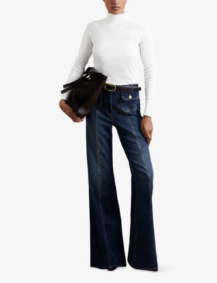 REISS: Polly Ribbed Stretch-Cotton Top