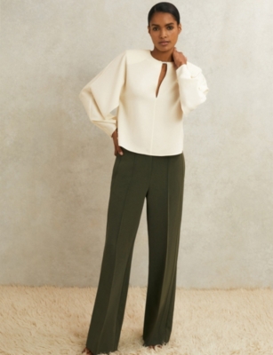 Reiss Womens Cream  X Atelier Luella Turn-lock Woven Blouse In Neutral
