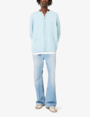 ACNE STUDIOS: Embroidered-Logo Patch-Pocket Knitted-Wool Cardigan