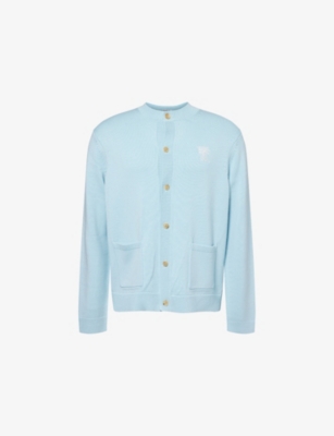 ACNE STUDIOS: Embroidered-Logo Patch-Pocket Knitted-Wool Cardigan