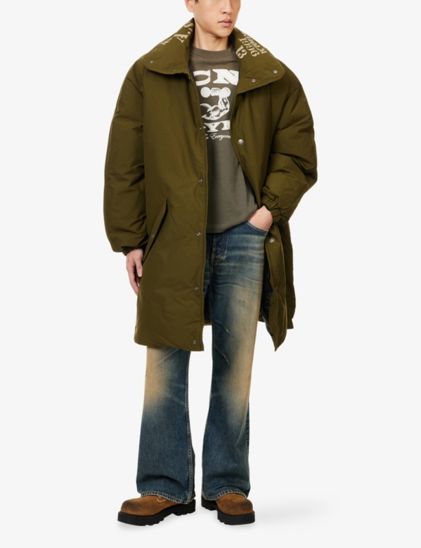 Graphic-Print Padded Cotton-Canvas Coat