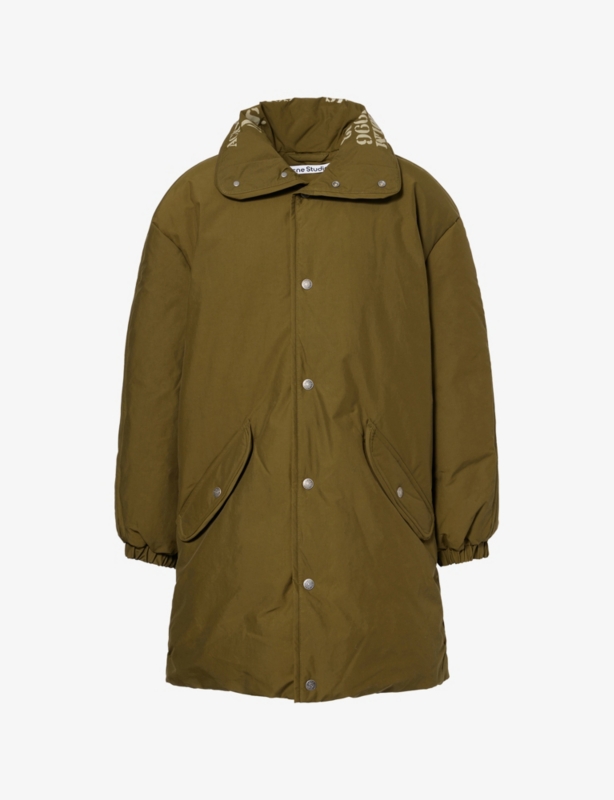 Graphic-Print Padded Cotton-Canvas Coat