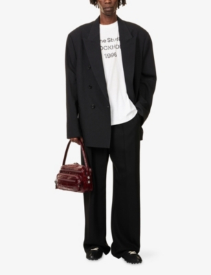 Acne Studios Mens Black Oversized Pinstriped Cotton-wool Blend Jacket In Black