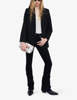 Zadig & Voltaire Womens Black Viva Rhinestone-embellished Stretch-woven Blazer In Black