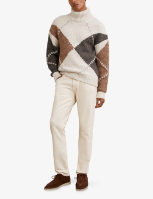 REISS: Kennedy Argyle-Pattern Wool-Blend Jumper