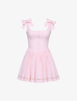 HOUSE OF CB: Lyla Bow-Embellished Stretch-Cotton Mini Dress