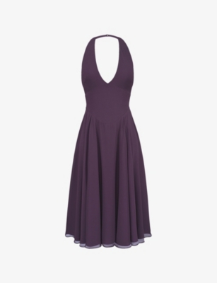 House Of Cb Womens Grape Solada Floral-pattern Woven Midi Dress In Purple