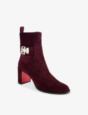 Christian Louboutin Womens Amara Booty Lock 70 Heeled Boots Eur 36 / 3 Uk In Burgundy