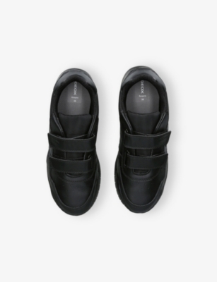 Geox Black Kids' Rann-e Faux-leather And Woven Low-top Trainers Eur 39 /5.5 Uk In Black