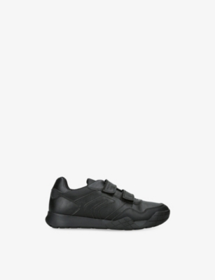 Geox Black Kids' Rann-e Faux-leather And Woven Low-top Trainers Eur 39 /5.5 Uk In Black