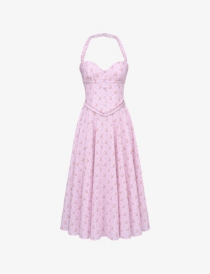 HOUSE OF CB: Georgie Floral-Print Stretch-Cotton Midi Dress