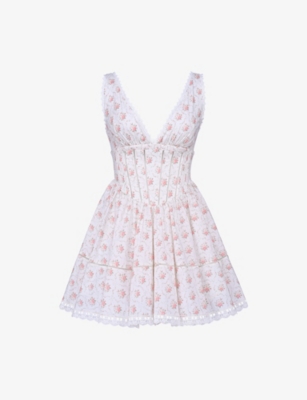 HOUSE OF CB: Salma Floral-Print Stretch-Cotton Mini Dress