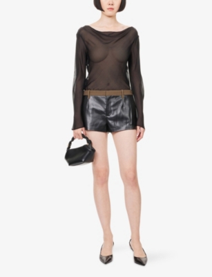 Sir Womens Black Brera Low-rise Faux-leather Short In Black