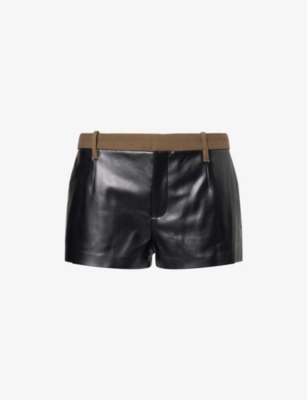 Sir Womens Black Brera Low-rise Faux-leather Short In Black