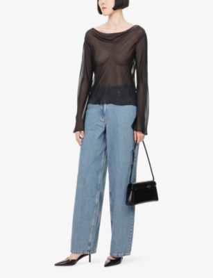 SIR: Strobe Cowl-Neck Silk Top