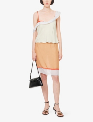 Sir Womens Splice Palma Overlay Off-shoulder Silk Cami Top Xs In Neutral