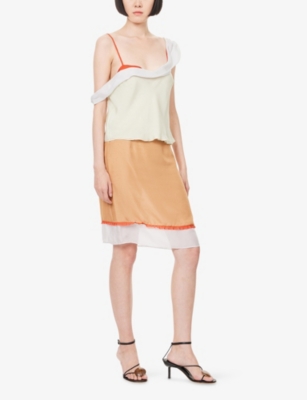 Sir Womens Splice Palma Layered Silk Mini Skirt Xs In Nude