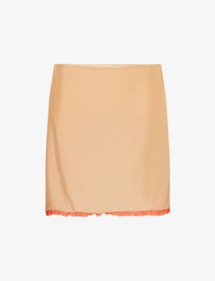 Sir Womens Splice Palma Layered Silk Mini Skirt Xs In Nude