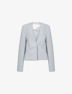 Sir Womens Storm V-neck Relaxed-fit Stretch-wool Blend Blazer In Gray