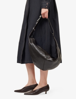 Lemaire Womens Quiver Clip Leather Shoulder Bag Dark Chocolate In Brown