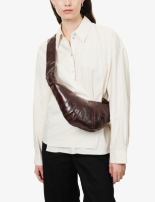 Lemaire Womens Chocolate Fondant Medium Croissant Leather Shoulder Bag In Brown