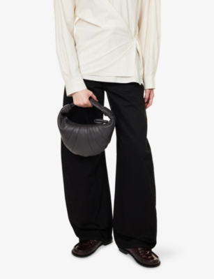 Lemaire Womens Dark Chocolate Mini Fortune Croissant Leather Shoulder Bag In Brown