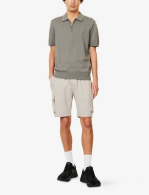 ARNE: Quarter-Zip Short-Sleeve Knitted Cotton Polo Shirt