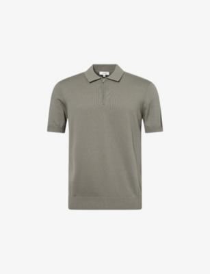 ARNE: Quarter-Zip Short-Sleeve Knitted Cotton Polo Shirt