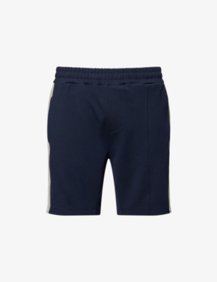 Arne Mens Navy Side-stripe Drawstring Technical-jersey Shorts Xs In Blue