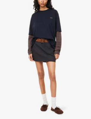 MIU MIU: Relaxed-Fit Layered Cotton-Jersey Top