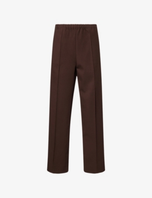 Miu Miu Womens Cacao Drawstring Striped-panel Stretch-woven Trousers In Brown