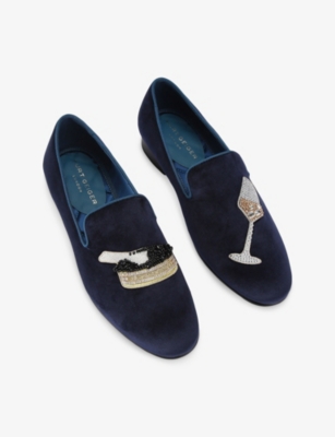 KURT GEIGER LONDON: Ace Emby Velvet Loafers