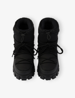 Prada Womens Black Re-nylon Gabardine Après-ski Boots Eur 37-38/4-5 Uk In Black