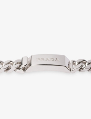 PRADA: Logo-Engraved Sterling-Silver Chain Necklace