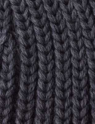 Prada Womens Grey Logo-embellished Knitted Wool Beanie In Gray
