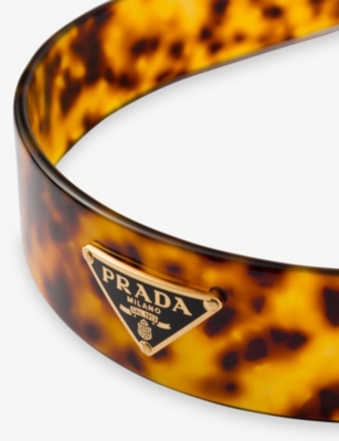 Prada Womens Neutral Tortoiseshell-pattern Acrylic Headband In Animal Print