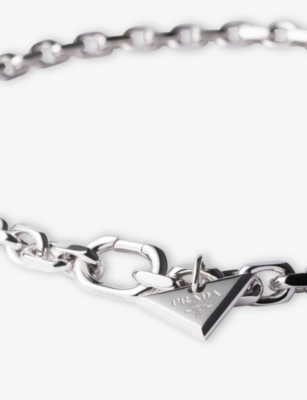 PRADA: Logo-Engraved Sterling-Silver Chain Necklace