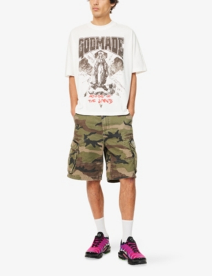 Godmade Mens White Abode Of The Saints Graphic-print Cotton T-shirt