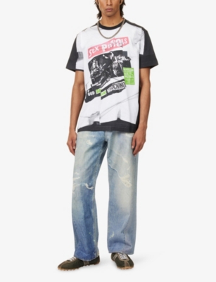 Moschino Mens Black/white Sex Pistols Graphic-print Cotton T-shirt In Black