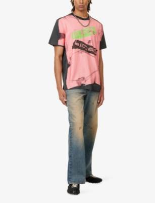 Moschino Mens Pink/white Sex Pistols Graphic-print Cotton T-shirt In Pink