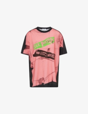 Moschino Mens Pink/white Sex Pistols Graphic-print Cotton T-shirt In Pink